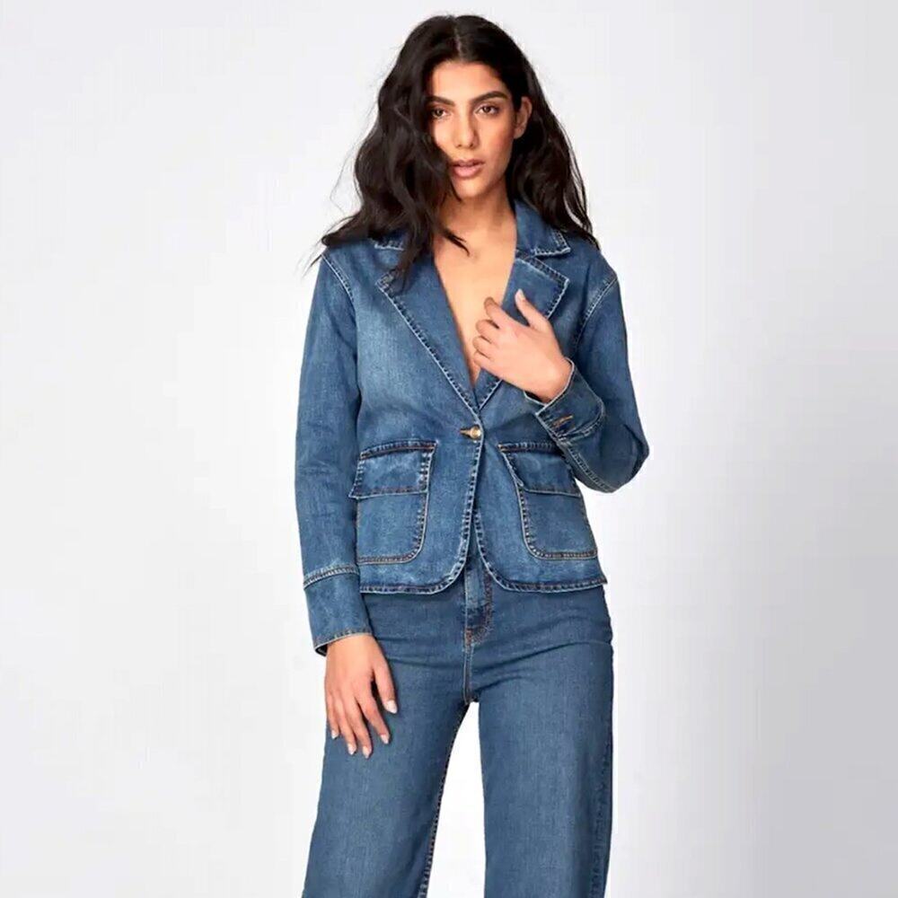 NWT Women’s Stretch Denim Blazer Business Casual XS–1X